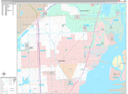 North Miami Wall Map Premium Style 2024